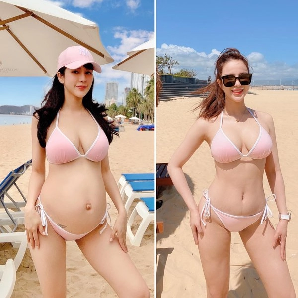 Diện lại bộ bikini cũ khi còn mang bầu diệp lâm anh được khen ngợi vì quá gợi cảm