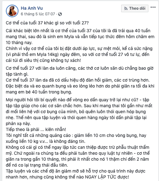 Hà anh khiến chị em bỉm sữa giật mình thon thót vì điều này khi muốn giữ dáng sau sinh