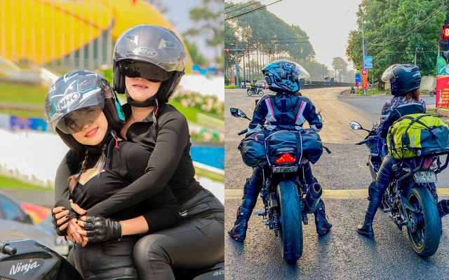 Con gái cùng mẹ xì teen u60 chạy sportbike đi phượt đà lạt