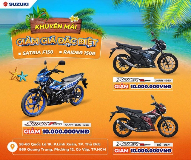 Suzuki raider và satria giảm sâu đến 5 triệu đồng sau khi được điều chính giá bán lẻ đề xuất