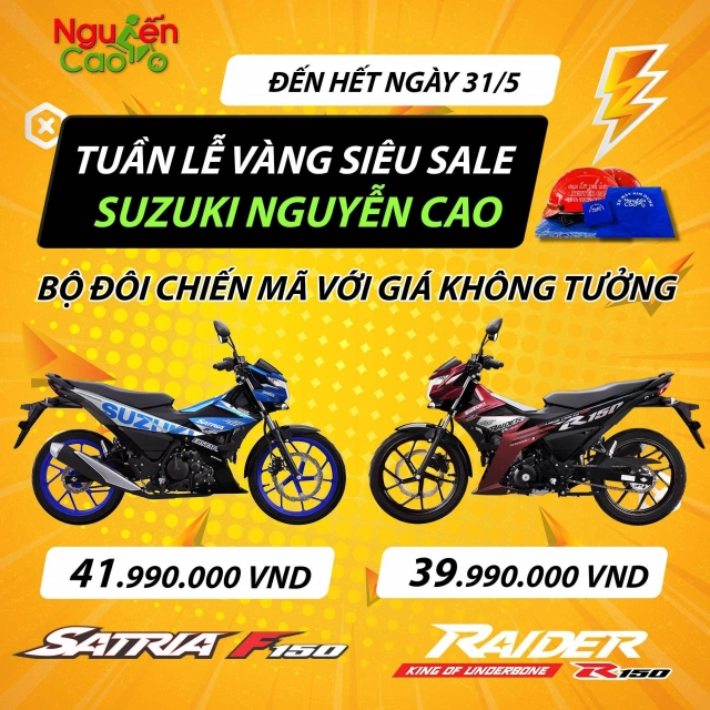 Suzuki raider và satria giảm sâu đến 5 triệu đồng sau khi được điều chính giá bán lẻ đề xuất