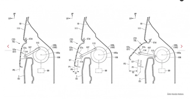 Honda đã nộp bằng sáng chế cho phát minh gối đỡ đầu gối có thể thay đổi trên bình xăng
