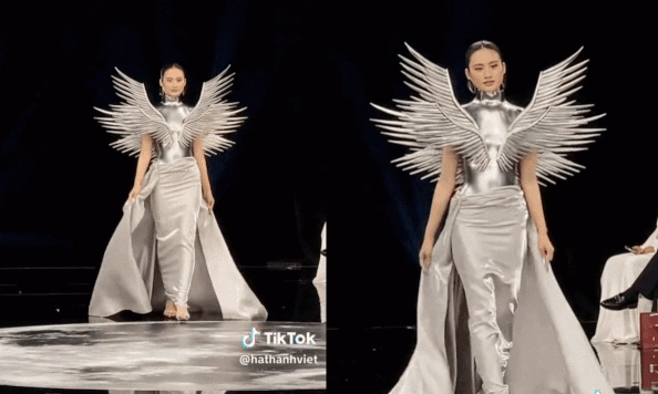 Không còn bị trang phục làm khó nhưng hoa hậu ý nhi vẫn gặp sự cố khi catwalk