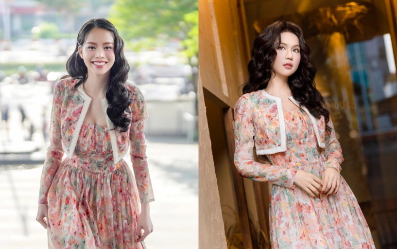 Thanh thủy bị đặt lên bàn cân với ngọc trinh khi diện chung mẫu đầm