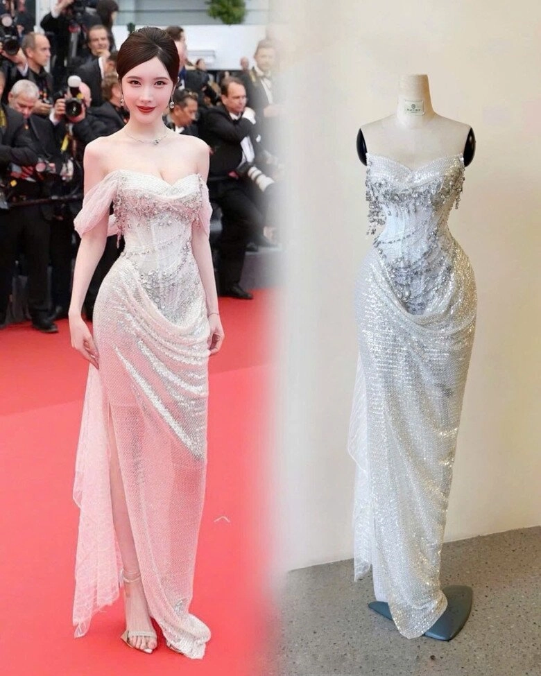 2 chiếc váy dạ hội từ việt nam tỏa sáng rực rỡ trên thảm đỏ cannes