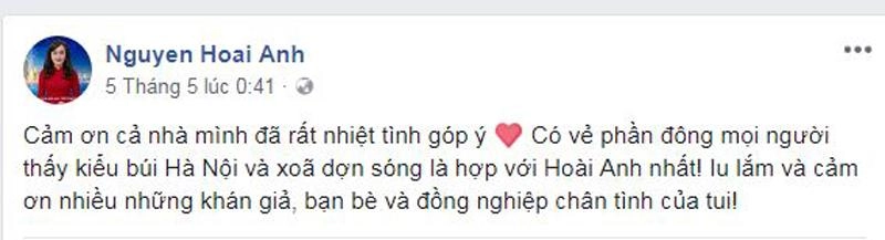 Băn khoăn về kiểu tóc khi lên sóng btv hoài anh đăng đàn xin ý kiến khán giả