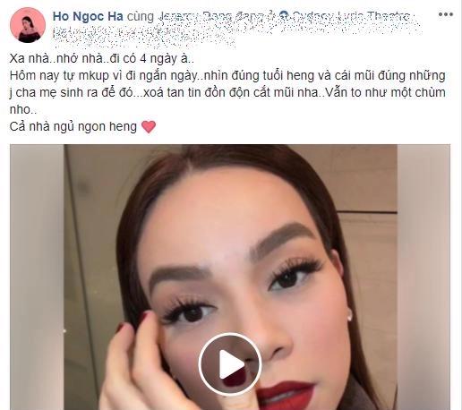 Chuyên gia đi vắng hồ ngọc hà đích thân trang điểm tiện thể đáp trả tin đồn dao kéo