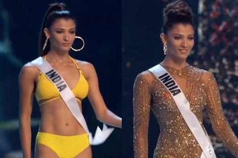 Hoa hậu ấn độ bị tuột vay lộ nhũ hoa ngay trên sân khấu miss universe 2018