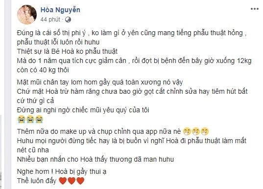 Hoà minzy tự đấm vào mặt véo mũi chứng minh không hề phẫu thuật thẩm mỹ