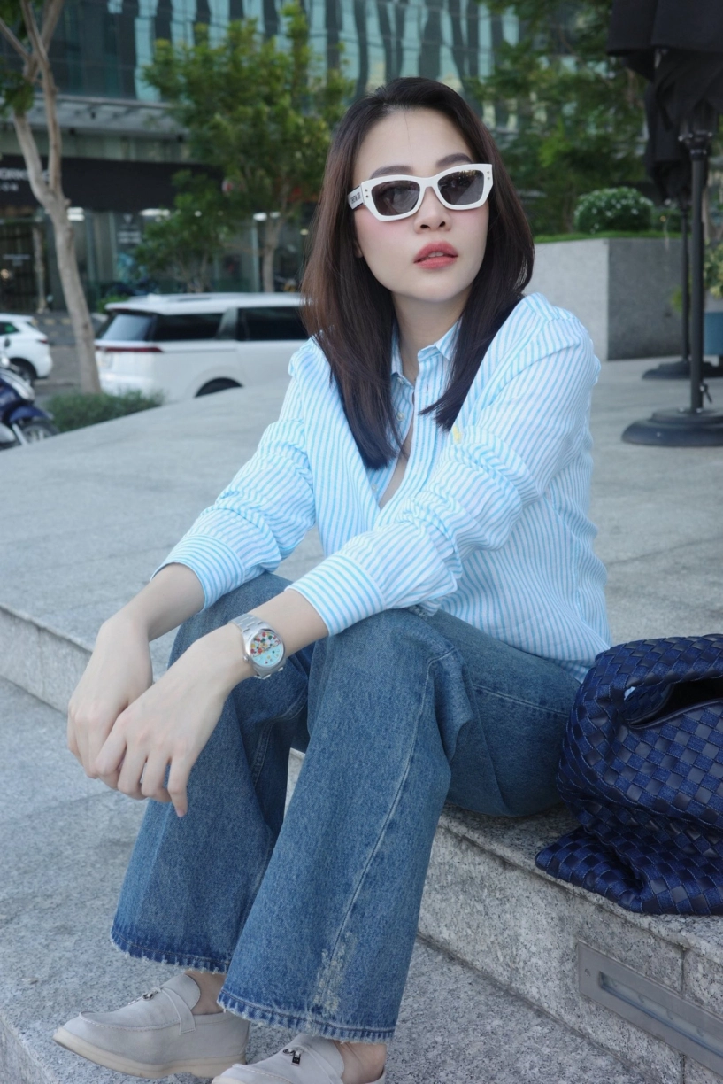 Huyền my lương thùy linh diện mốt giày lười của giới tỷ phú