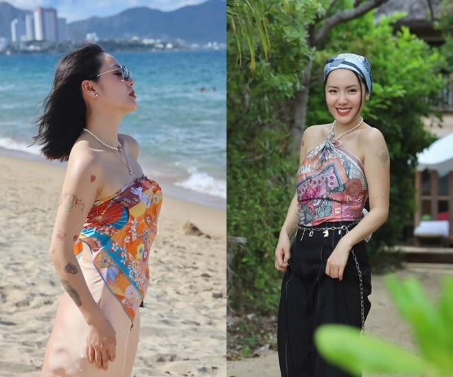 Không cần bikini mỹ nhân việt chơi lớn quấn khăn thành áo phương linh biến hóa 7749 kiểu sexy khó rời mắt