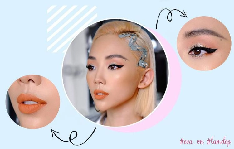 Nhìn quỳnh búp bê mai ngô đụng màu son mới thấy đã dùng tone cam thì đừng đánh mắt đậm