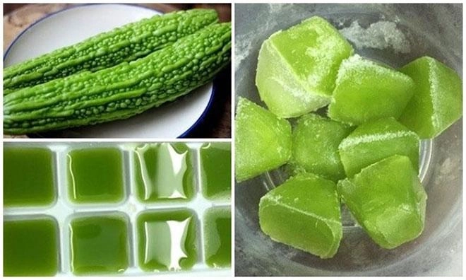 Xay mướp đắng rồi ép lấy làm đá viên thần dược nâng tông da-trị mụn siêu cấp