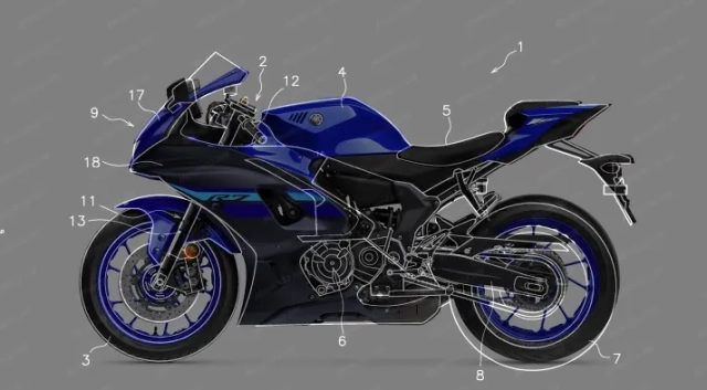 Yamaha r7 thế hệ mới được tiết lộ trong hồ sơ bằng sáng chế của hãng xe nhật bản