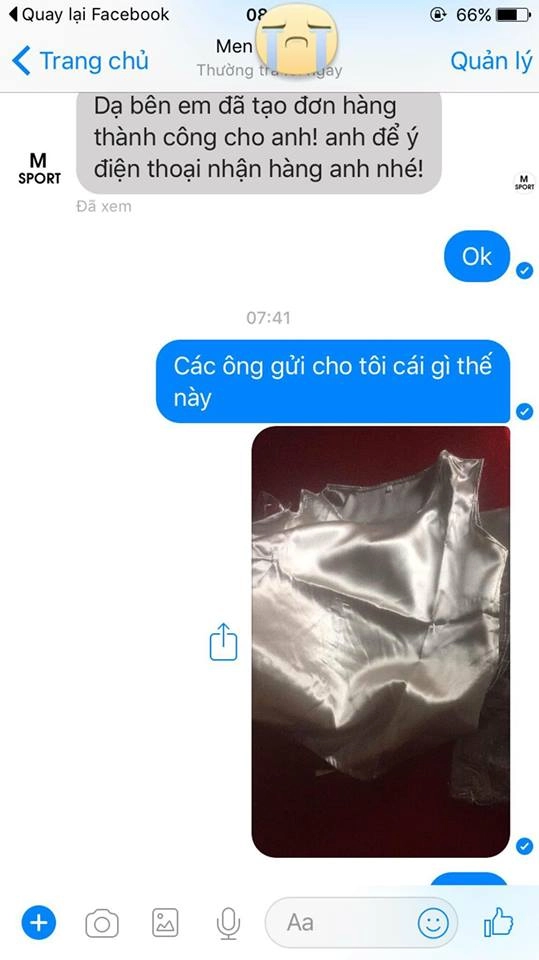 Anh chàng đồng nai khóc mếu khi mua đồ thể thao nhận ngay đồ lụa
