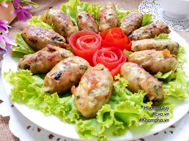 Chả ốc bươu cuốn mỡ chài lạ miệng đậm đà khó quên