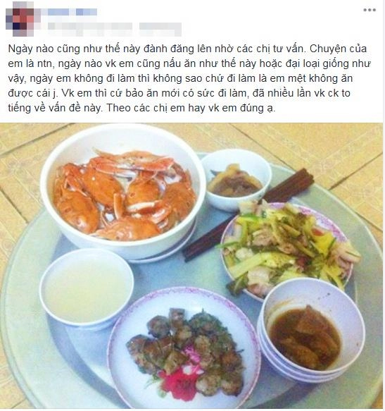 Chồng chê vợ nấu ăn không nuốt nổi nhìn mâm cơm xong dân mạng tranh cãi nảy lửa
