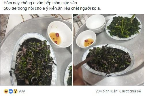 Chồng mang mực đi xào vợ liều mình đem hỏi cư dân mạng ăn vào có chết không
