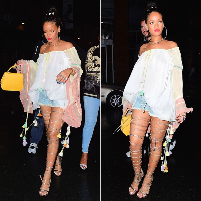 Đôi giày mỗi lần đi là phát khổ phát sở nhưng vì sexy rihanna vẫn cắn răng chịu đựng