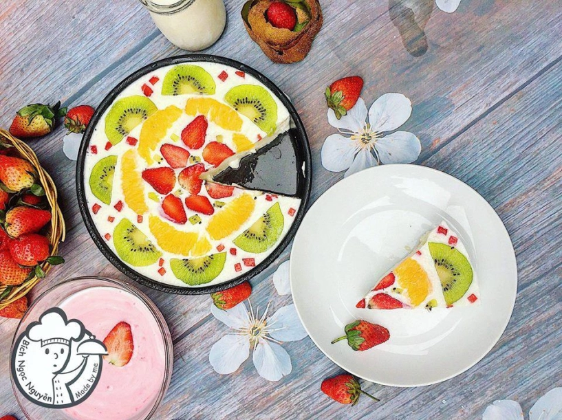 Gái đảm hn mách cách làm sữa chua dẻo hoa quả đẹp ai nhìn cũng tưởng là bánh
