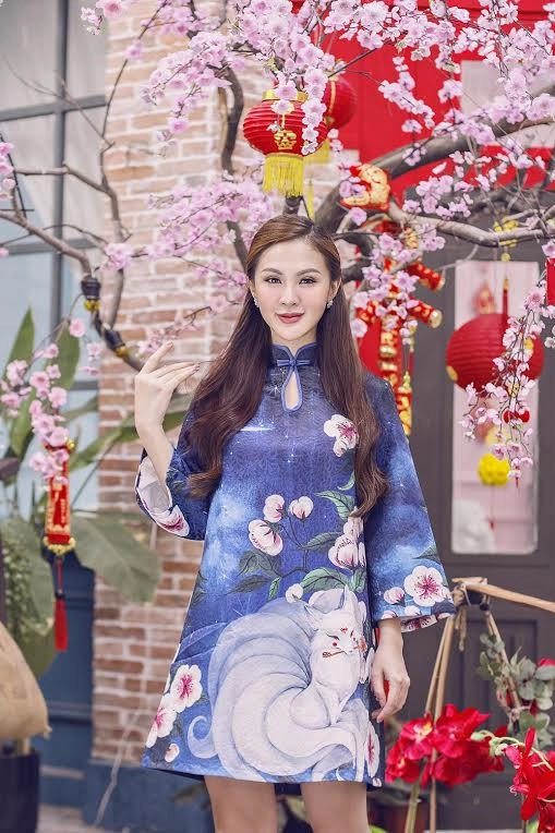 Kelly nguyễn ngọt như kẹo với áo dài pastel chuẩn bị đón năm mới