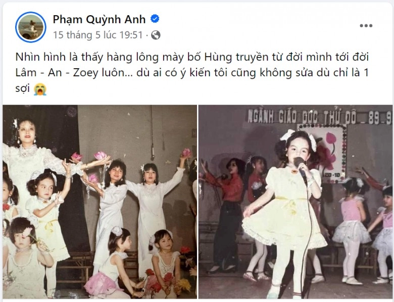 Khoe ảnh thời bé phạm quỳnh anh tiết lộ 3 con gái hưởng một điểm nhan sắc bao người ước nhưng không được