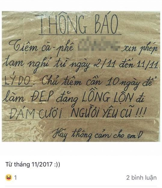 Lý do nghỉ bán bánh để làm đẹp chuẩn bị đám cưới người yêu cũ khiến dân mạng thích thú
