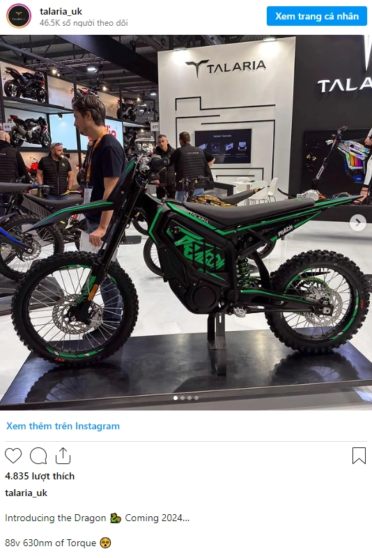 Mẫu mô tô enduro điện talaria dragon mong muốn giành ngôi vương trong phân khúc xe điện