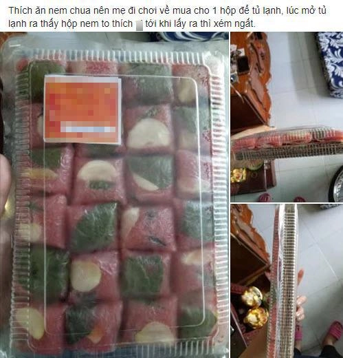 Mua hộp nem chua 45 nghìn khi lấy ra cô gái tí ngất vì 1 phần thịt 9 phần giấy