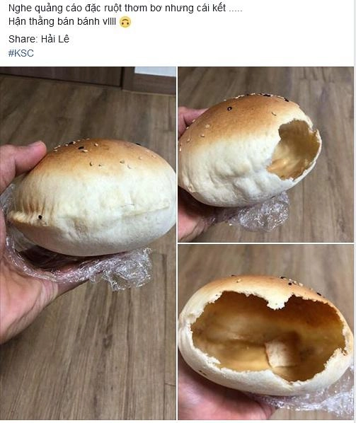 Nghe quảng cáo bánh mì đặc ruột anh chàng khóc khi mở bánh ra dân mạng rần rần tranh cãi
