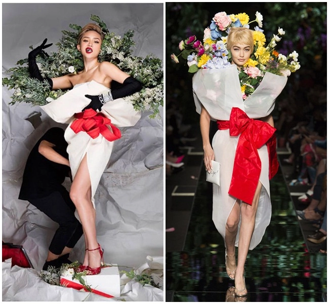 Nhà mốt moschino gây bất ngờ với thiết kế giống hệt mẫu váy tóc tiên mặc 1 năm trước