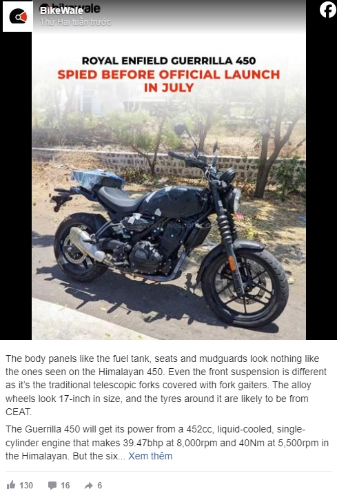 Royal enfield đang chuẩn bị ra mắt guerilla 450 - mẫu naked bike phong cách tân cổ điển