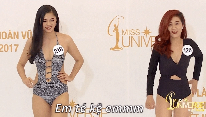 Bạn thi cùng trượt ngã thí sinh hoa hậu hoàn vũ quay lưng diễn tiếp như không có gì