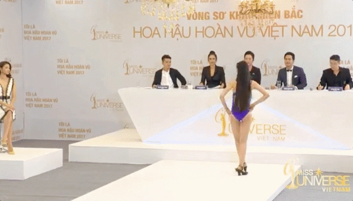 Bạn thi cùng trượt ngã thí sinh hoa hậu hoàn vũ quay lưng diễn tiếp như không có gì