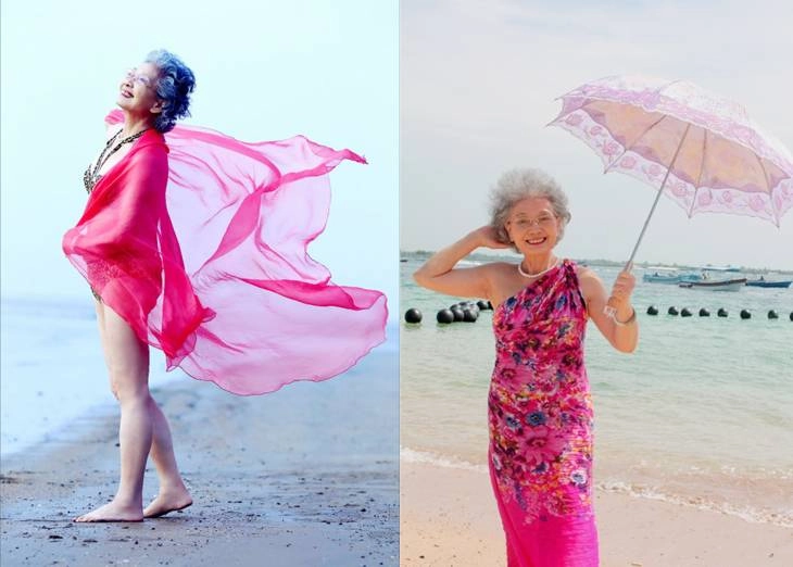 Giảm 15 kg cụ bà u90 kiếm bộn tiền nhờ đắt show làm mẫu