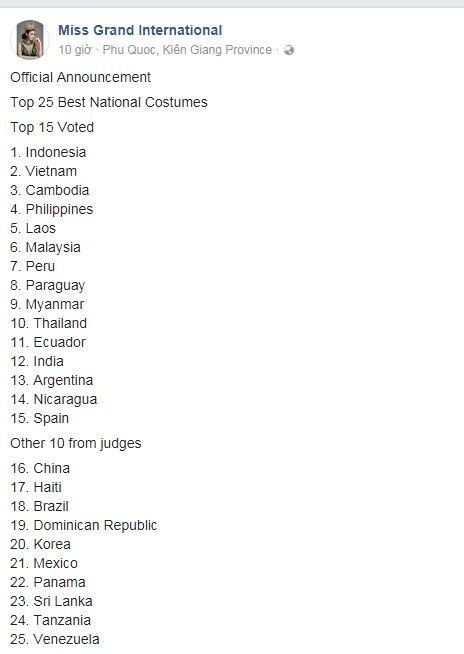 Phần thi quốc phục của việt nam bất ngờ tụt hạng từ top 1 xuống top 2 vì btc nhầm