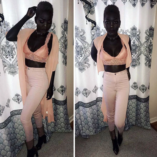 Thêm 1 chân dài có làn da đen không ai bì nổi đang khuấy đảo làng thời trang